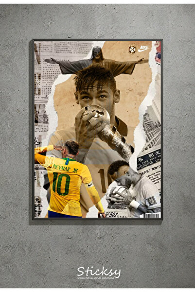 Sticksy Neymar Poster , Çerçevesiz Duvar Posteri Kalın Kağıt Afiş HD Baskı