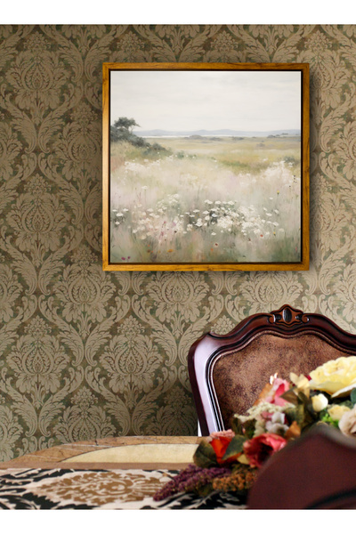 LOWHA لوحة فنية جدارية من القماش مشدودة على إطار خشبي عائم بألوان الخشب مع لو...