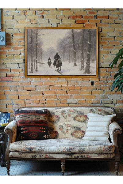 LOWHA Canvas Wall Art Stretched Over Wooden and WoodTone Floating Frame with ...