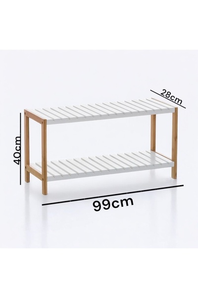 ArdaMarket Lotus beyaz iki raflı çiçeklik,ayakkabılık çiçek standı,dekoratif raf,organizatör