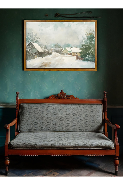 LOWHA Canvas Wall Art Stretched Over Wooden and WoodTone Floating Frame with ...