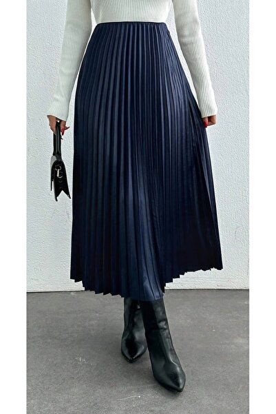 MYFAZEL Bőr megjelenésű hajtogatott hosszú szoknya