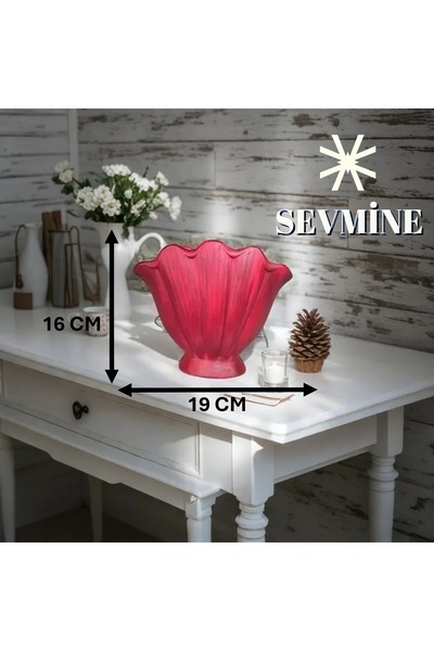 SEVMİNE Blood Red 16 cm Modern Trend Oyster Vase - an Elegant Touch to Your Spaces