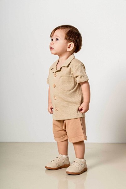 bombe Baby Kids Brown Cotton 2-Piece Shorts Set Trend Fashion Bottom Top Set
