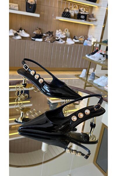 KRISTE BELL İthal Üç Taşlı Model Kadın Kısa Topuklu Ayakkabı