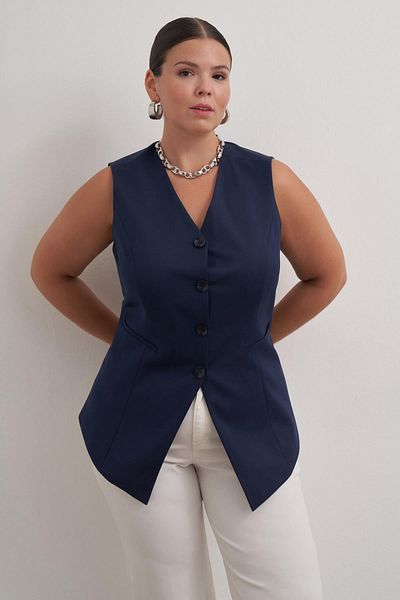 MYLİNE Lined Waist Fitted Vest