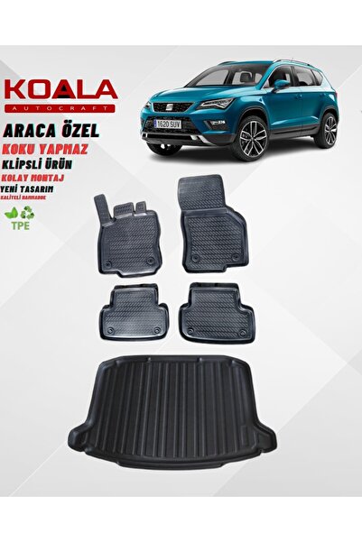 KoalaOtoTekstil Seat Ateca 4x2 2017-2025 3D Havuzlu Paspas Bagaj Havuzu Seti
