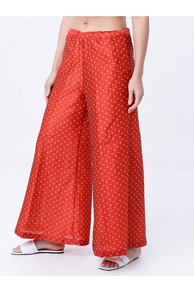 Vishudh By Styli Women Red Regular Fit Printed Parallel Pant