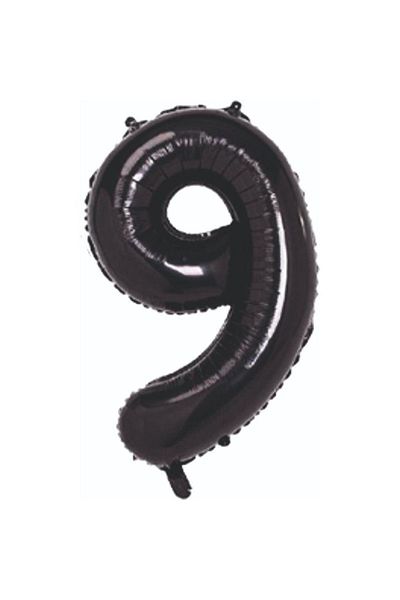 Zanzibar Foil Balloon Number 9 Helium Balloon 76 Cm Black Color - 9 Years Old Balloon - 9 Years Old Balloon -9 Number Balloon