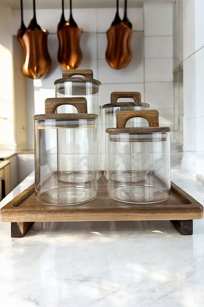 Mirilliahome Acacia Square Pedestal Presentation Rack, Spice Rack Stand