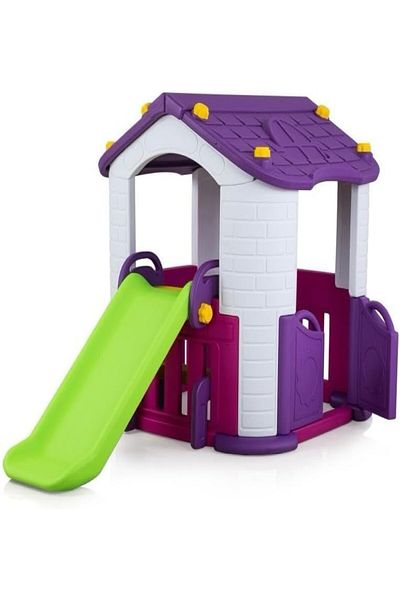 ALBADER Big Children House With Slide, Playhouse For Kids, House for Backyard, Playset With Slide
