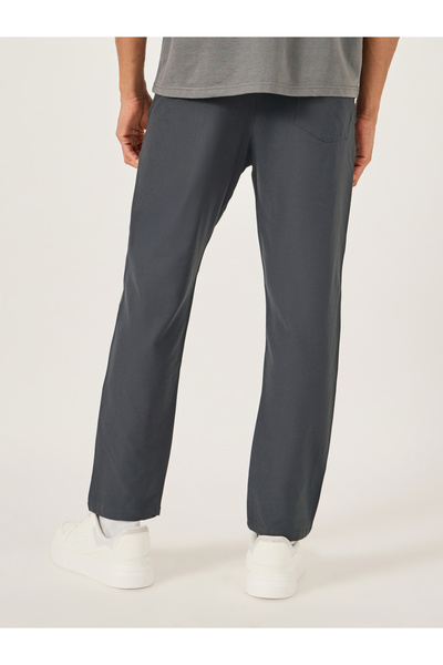 Fort Collins By Styli Men Grey Solid Straight Leg Pants with Drawstring Waist