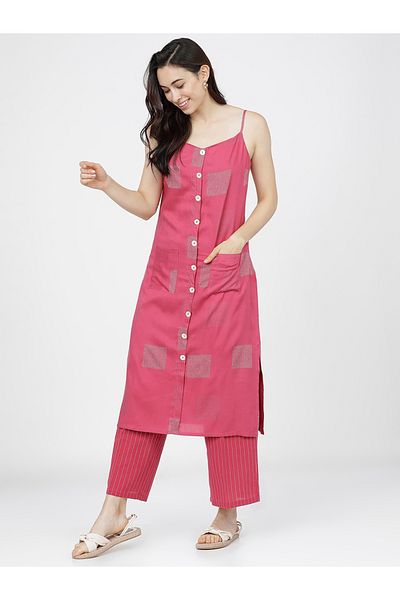 Vishudh By Styli Women Pink Printed Kurta with Palazzos