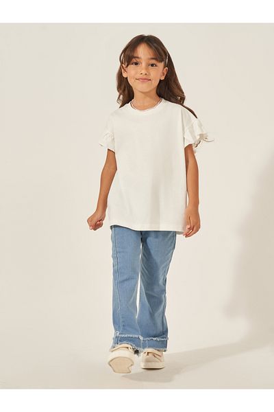Styli Solid Dropped Shoulder T-Shirt with Ruffled Detail
