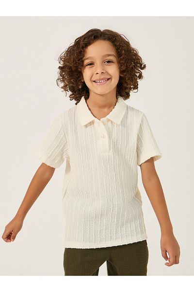 Styli Textured Knit Polo T-Shirt