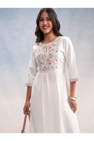 Vishudh By Styli Floral Embroidered A-Line Kurta