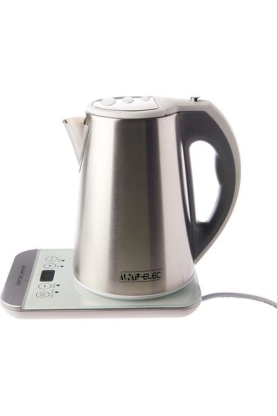 ALSAIF Electric Cordless Kettle Stainless Steel, With Digital Base, 2200w, White