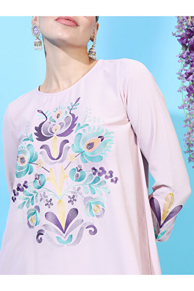 Vishudh By Styli Women Embroidered High-Low Kurta with Dhoti Pants