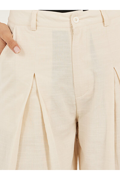 Styli Cream High Rise Wide Leg Pants