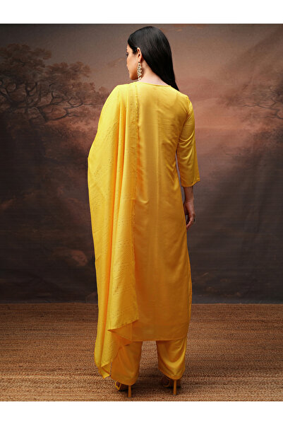 Vishudh By Styli Women Yellow Printed Kurta Set with Dupatta