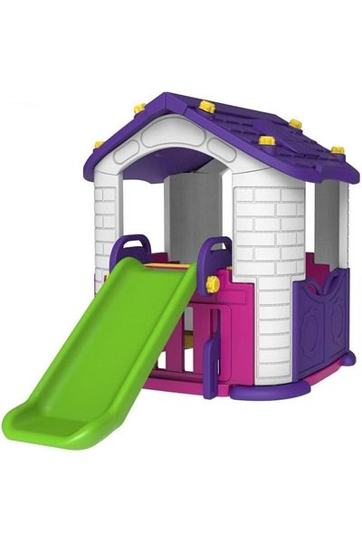 ALBADER Big Children House With Slide, Playhouse For Kids, House for Backyard, Playset With Slide