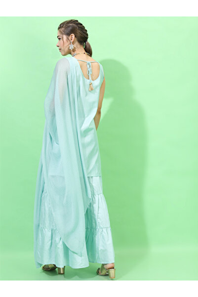 Vishudh By Styli Women Blue Printed Kurta Set with Dupatta