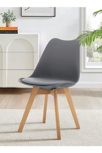 Taimi 5-Piece Dining Set Compact Mid-Century Modern White Table 80x80x72cm And 4 Gray Chair