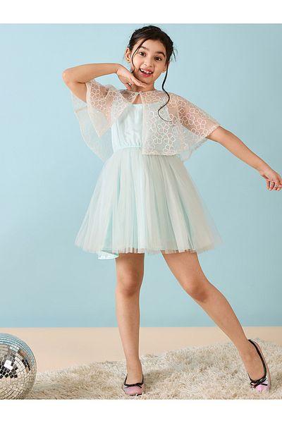 Stylo Bug By Styli Embellished Cape Sleeves A-Line Dress