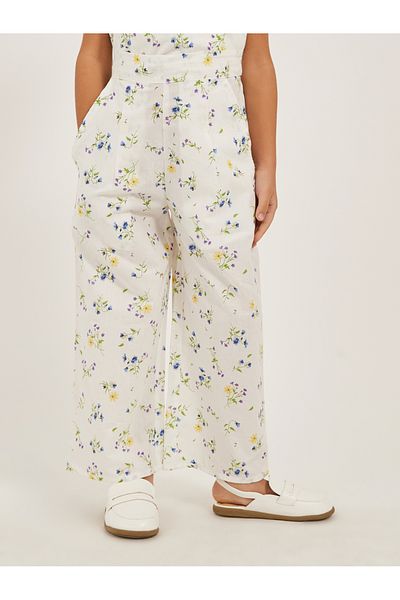 Styli Floral Printed Flat Front Pants