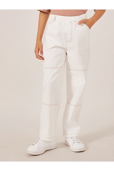 Styli Contrast Stitch Cut and Sew Detail Relaxed Fit Pants