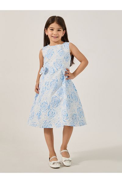 Styli All-Over Print Sleeveless Dress with Side Bow Detail