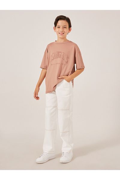 Styli Contrast Stitch Cut and Sew Detail Relaxed Fit Pants