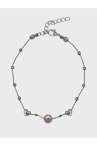 Arnes Jewelry Steel Zircon Stone Heart Dorical Anklet