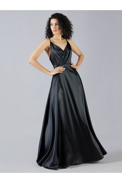 Mish By Styli Stain Strappy Pleated Flared Maxi Dress
