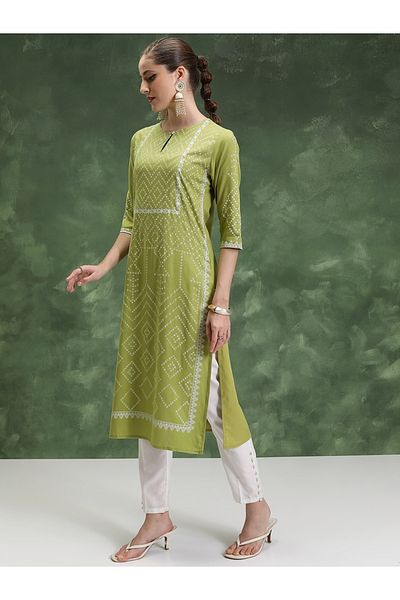 Vishudh By Styli Geometric Printed Keyhole Neck Kurta
