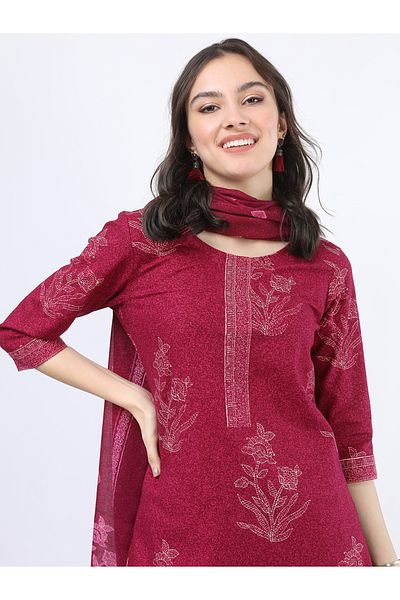 Vishudh By Styli Women Cotton Kurta Set with Dupatta