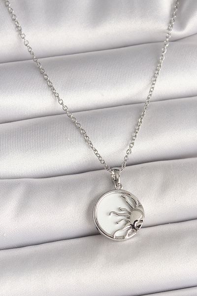 Skygo 316L Steel Silver Color Chain White Enamel Sunset Model Women's Necklace - Tj-Bko9999