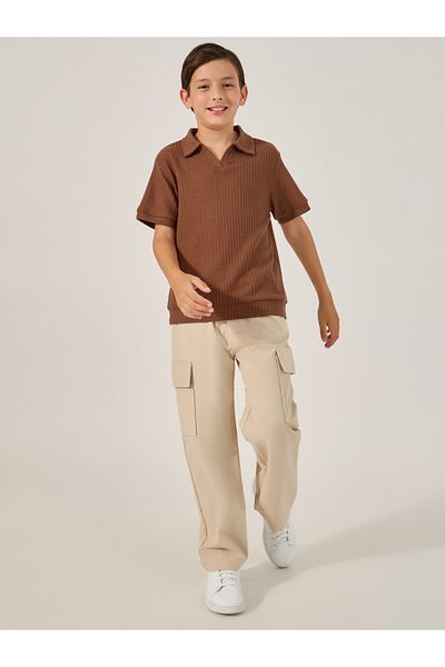 Styli Textured Polo Neck T-Shirt
