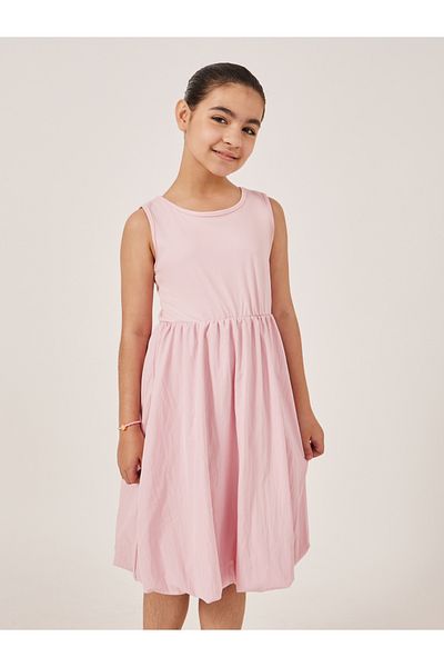 Styli Solid Sleeveless Balloon Dress with Gathered Detail