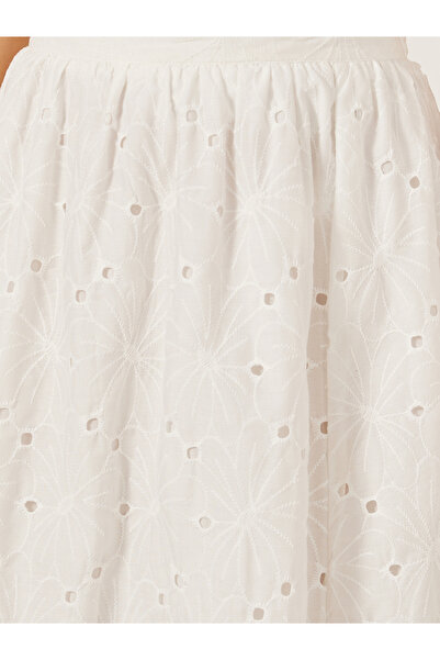 Styli Schiffli A-Line Maxi Skirt with Slit Detail