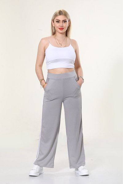 NEWCO Women's Side Striped Wide Leg Comfortable Track Pants