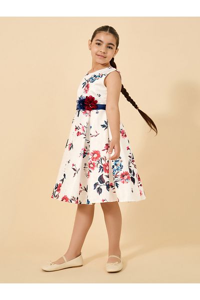 Styli Printed Pleated Sleeveless Dress