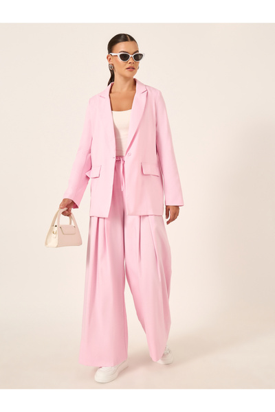 Styli Pink Single Breasted Blazer