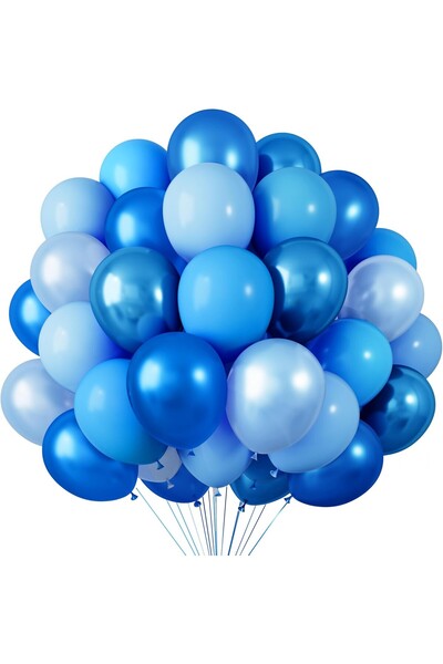 BALON DİYARI 65 Parça Mavi Balon Seti Mavi Balonlar, Doğum Günü, Bebek Partis...