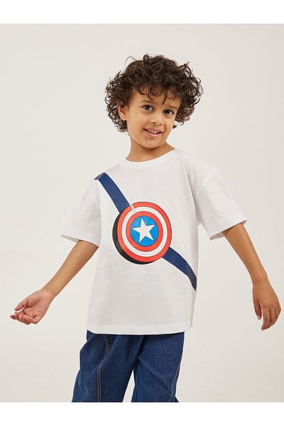 Styli Captain America Graphic Print Dropped Shoulder Oversized T-Shirt