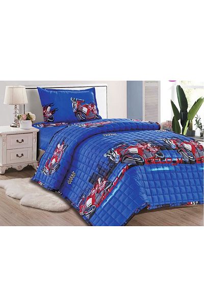 Moon Single Bedspread, 3-Piece Compressed Quilt Set with Children's Drawings, Quilt Size 160x210 cm