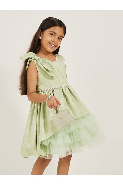 Styli Mesh Hem Layered Sleeveless Dress