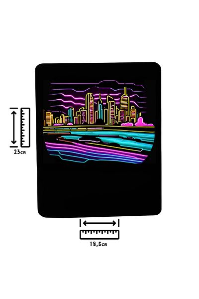 IVART Neon City Themed Bracelet Supported Rectangular Black Mouse Pad