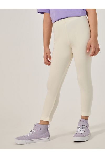 Styli Solid Elastic Waistband Cotton Leggings