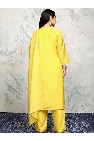 Vishudh By Styli Women Yellow Printed Viscose Kurta Set